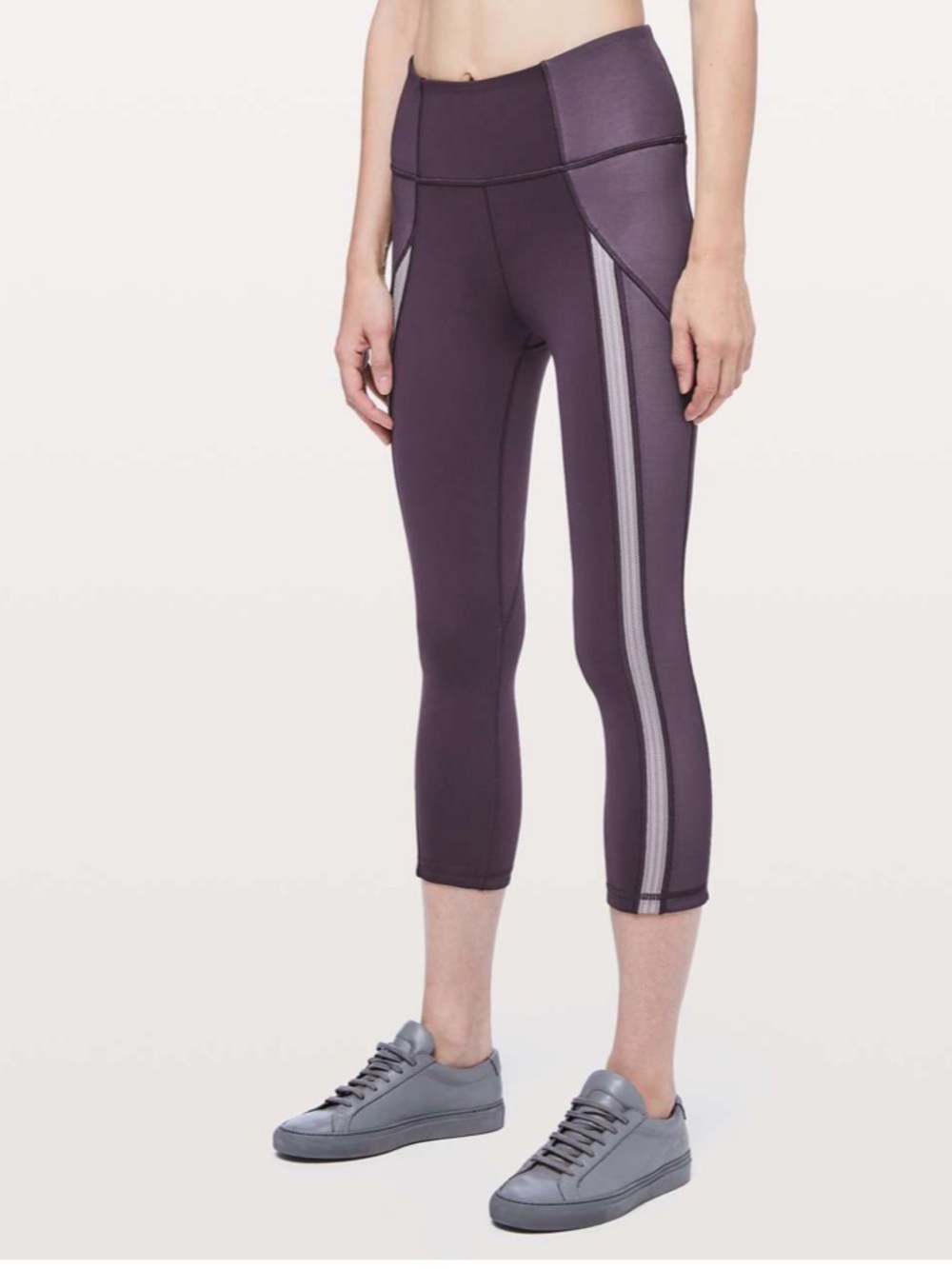 Lululemon Mix & Mesh Crop 21 High Rise Leggings Size 8 Plum Purple Luxtreme